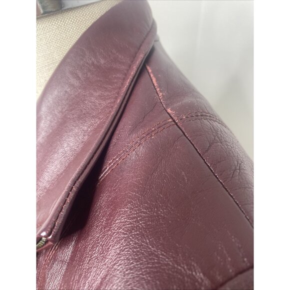 JLC New York Women Leather Coat Size L Buttery Soft Jacket Burgandy Maroon - Picture 7 of 10